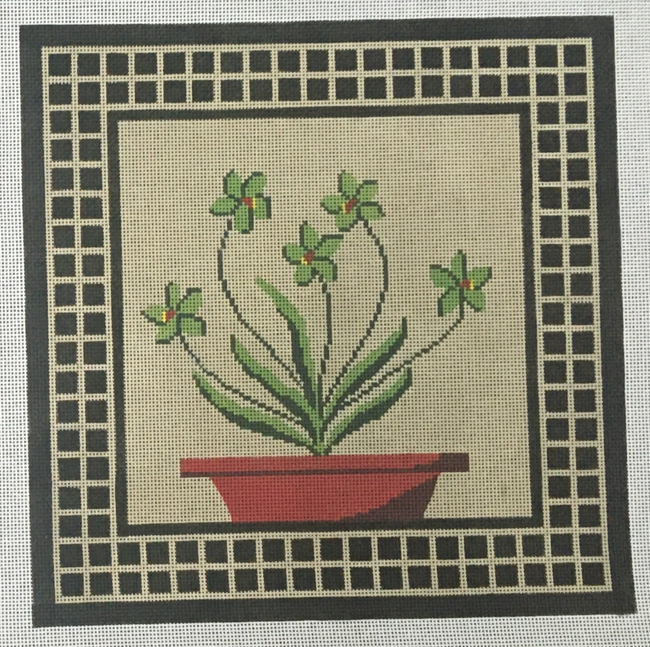 PIL201 Green Flowers in Red Pot