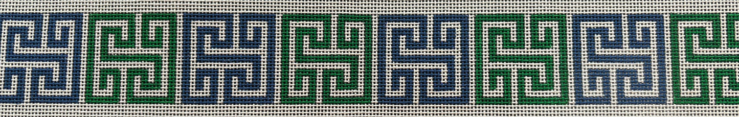 B513 Greek Key Square Belt Blue/Green
