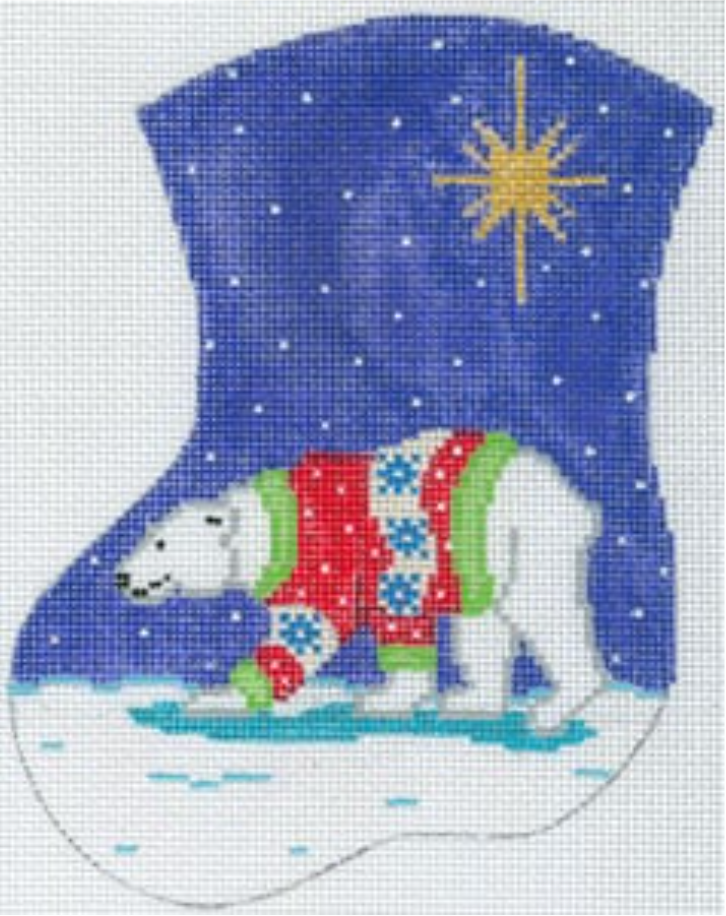 MX-179 Polar Bear in Sweater Mini Stocking