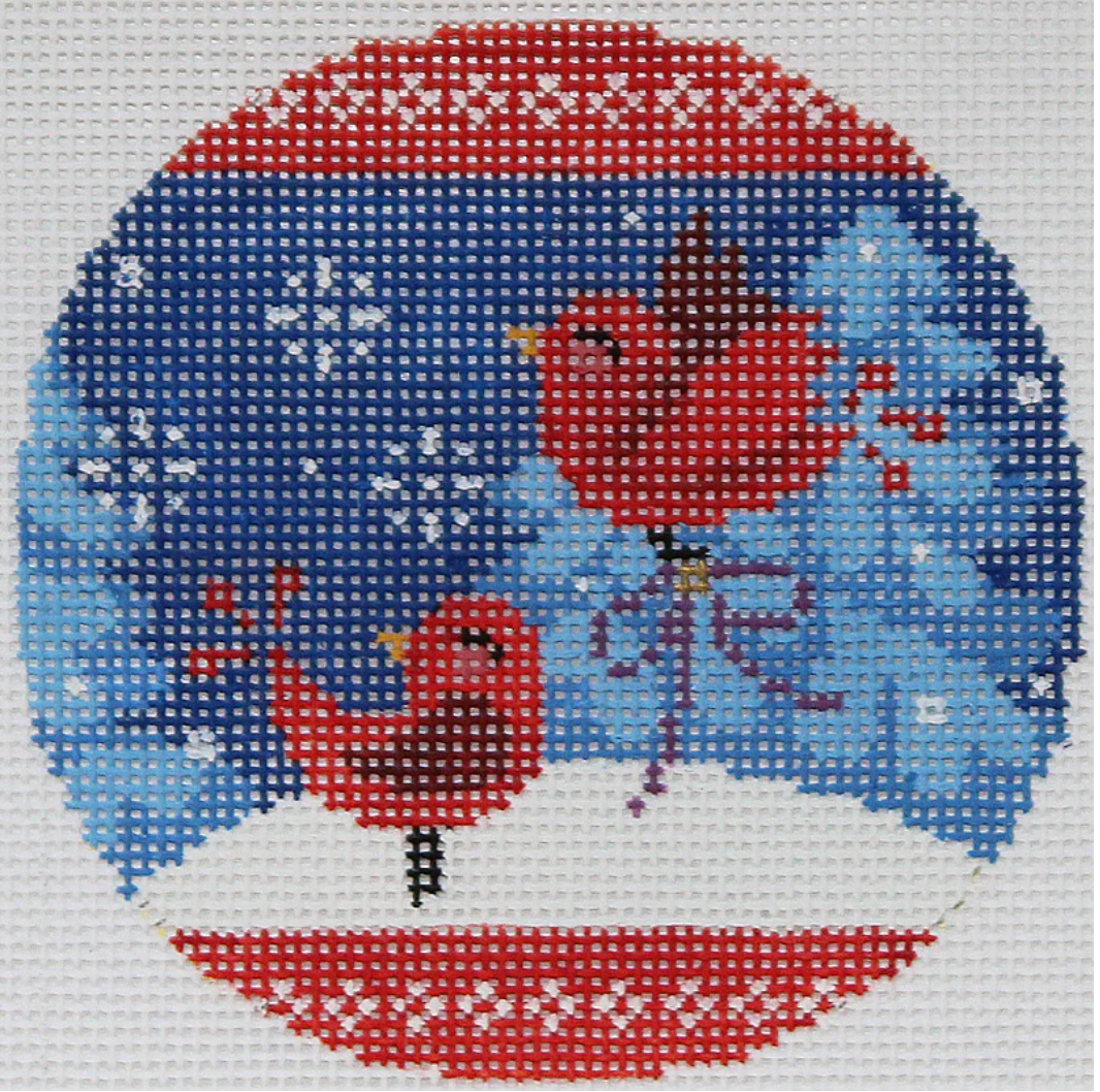 AC092 Woodland Birds on Blue Ornament