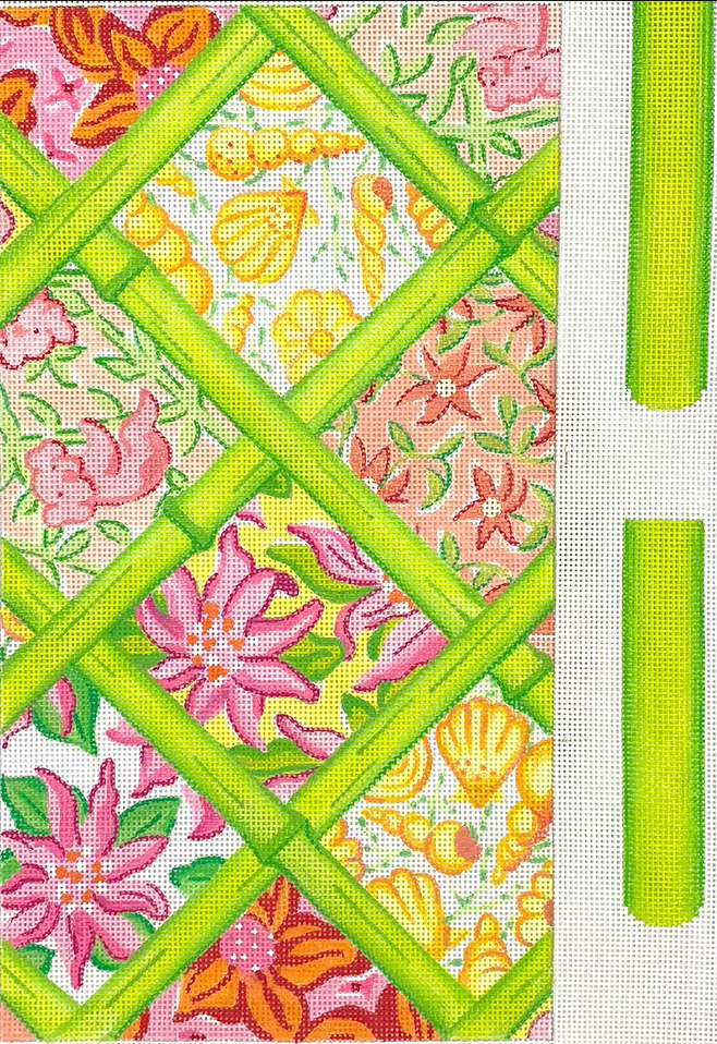 CLE-03 Lilly-Inspired Pink and Orange Patchwork Envelope Clutch