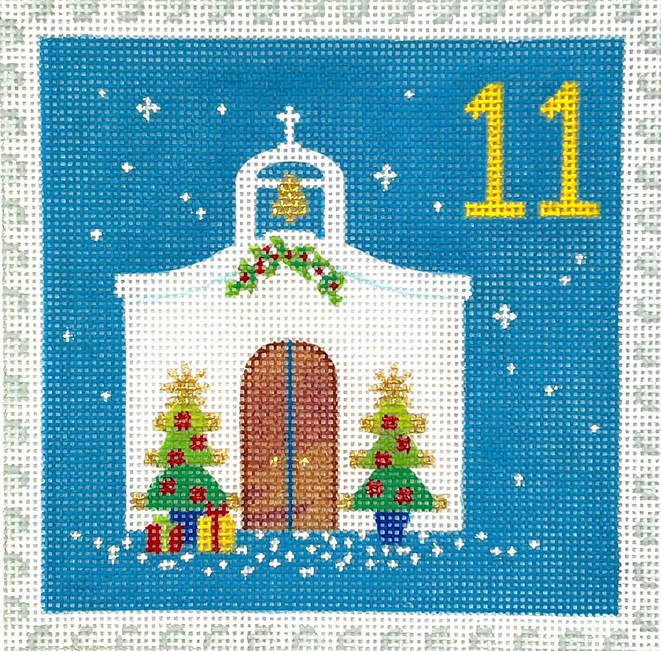 KH-PL-11 Advent Stamp - Greece - Chapel with Christmas Trees