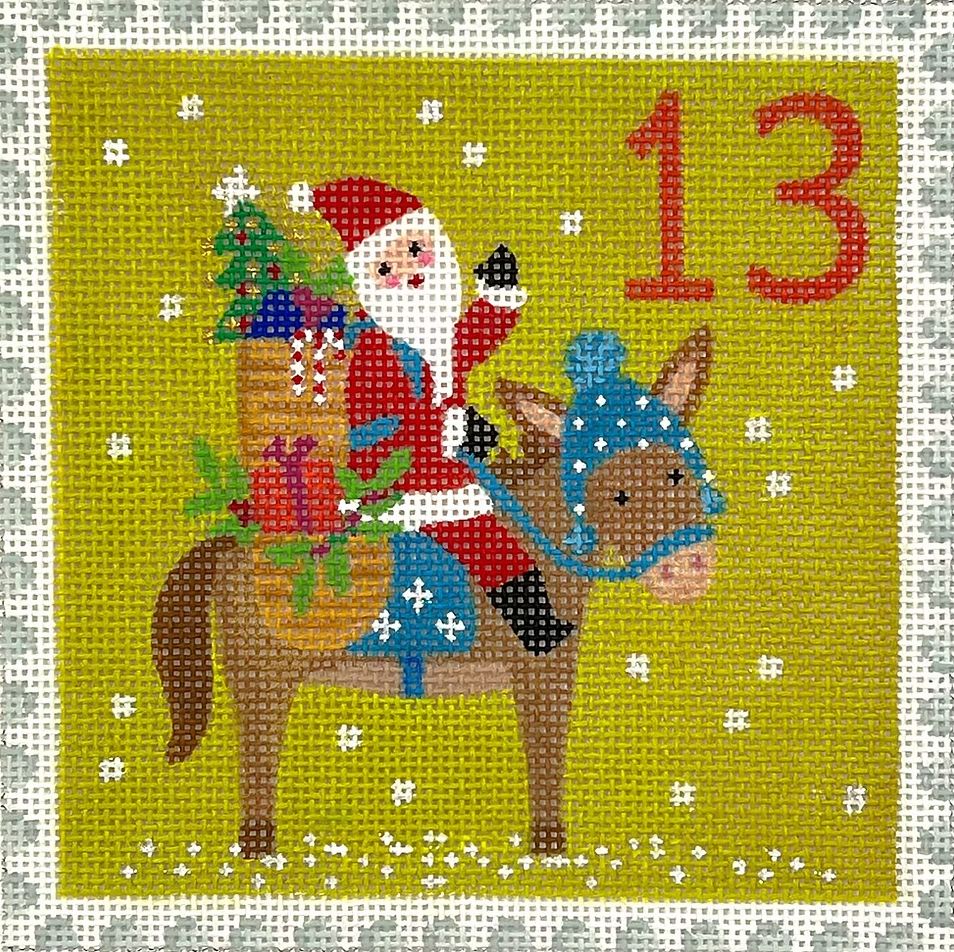 KH-PL-13 Advent Stamp - Romania - Santa on Donkey