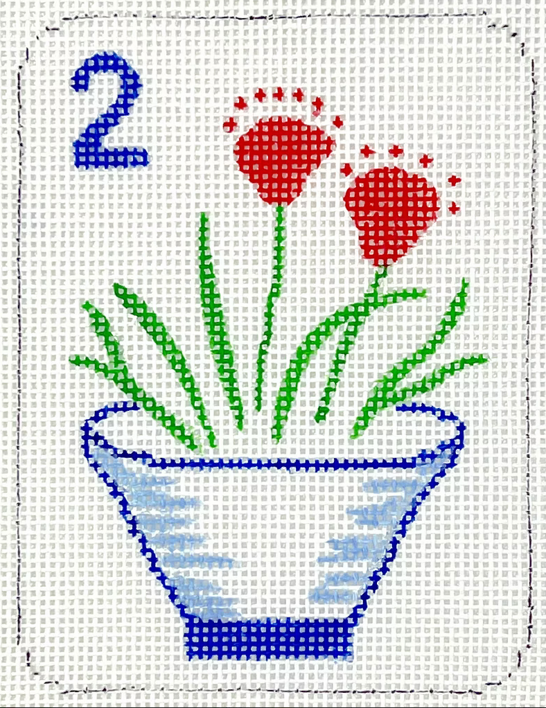 OM-375 Mini Mahjong Tile - Pot with Flowers
