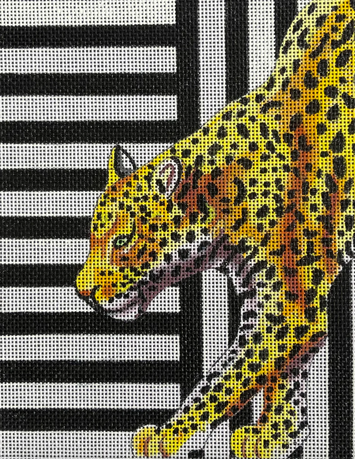 TB012 Leopard on Black/White Stripes