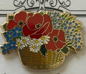 Red Flowers in Basket Needle Minder