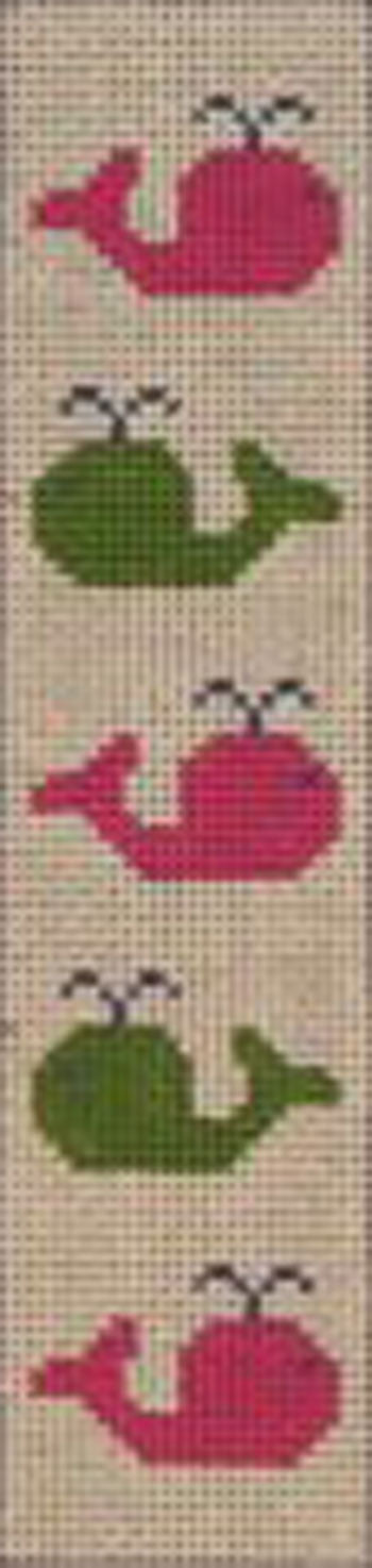 BKM202 Pink and Green Whales Bookmark/Key Fob