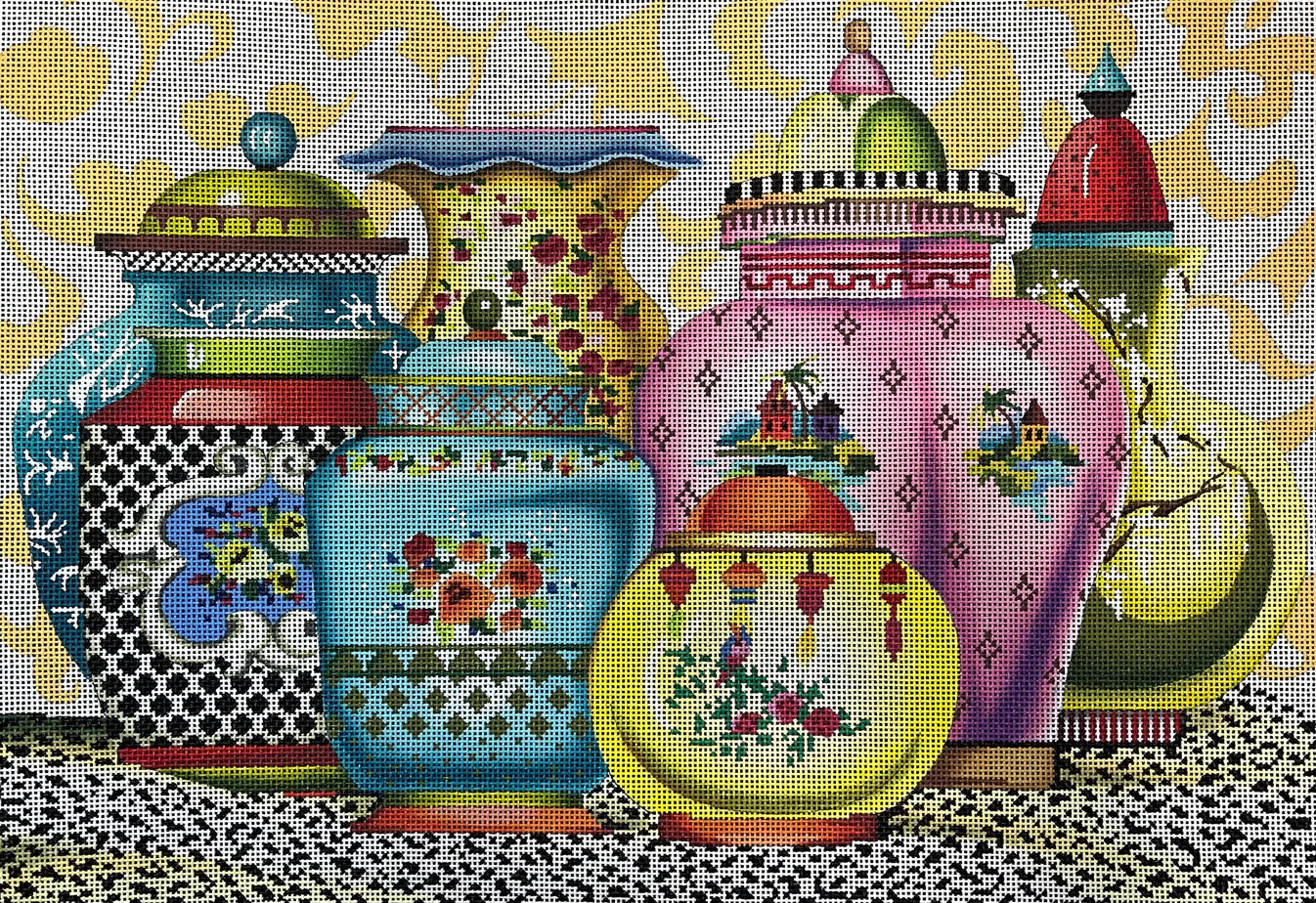MC310 Vases on Leopard Tablecloth