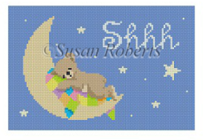 0874 Bear Sleeping On Moon "Shhh" Sign
