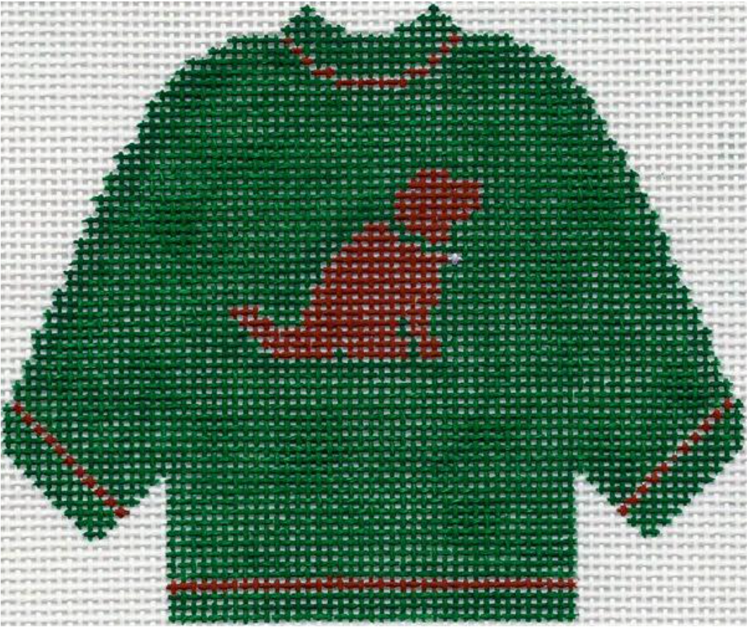 81 Green Sweater with Chocolate Lab