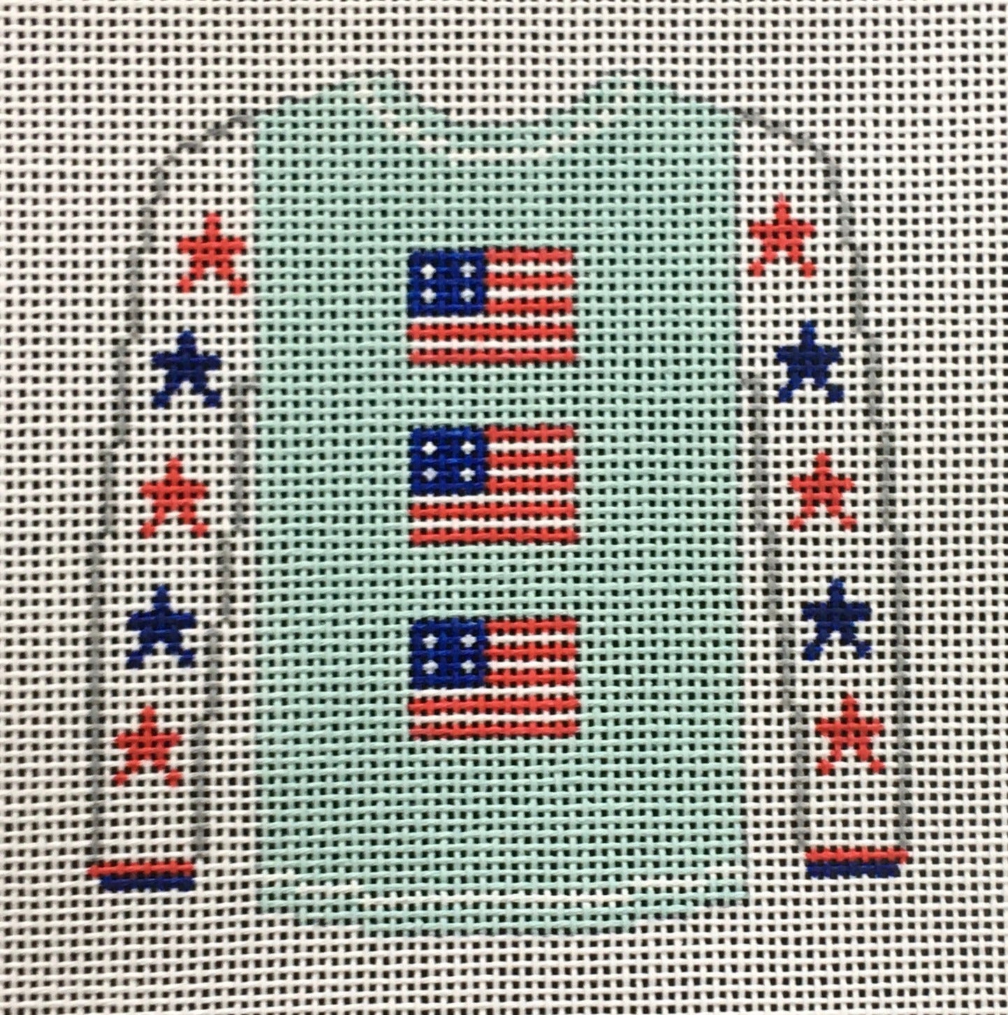 O209G Three Flags on Aqua Sweater
