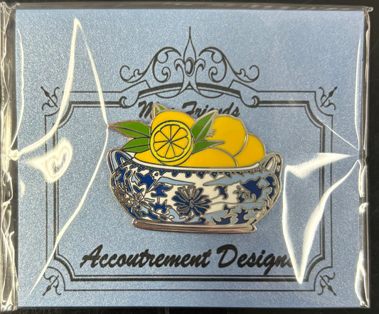 Lemons in Blue and White Bowl Needle Minder Magnet