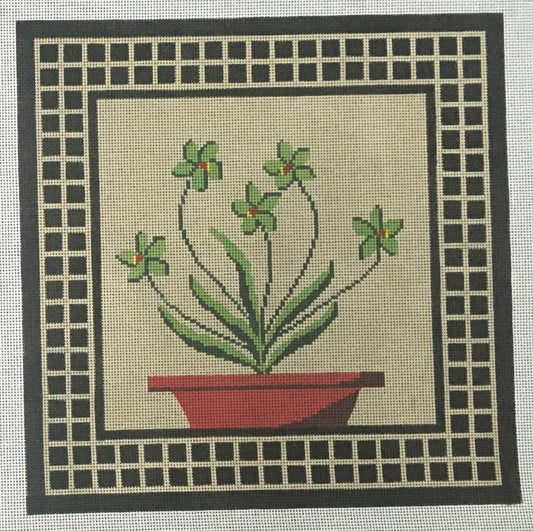 PIL201 Green Flowers in Red Pot