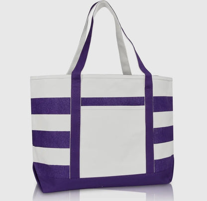 Purple Stripe Tote Bag