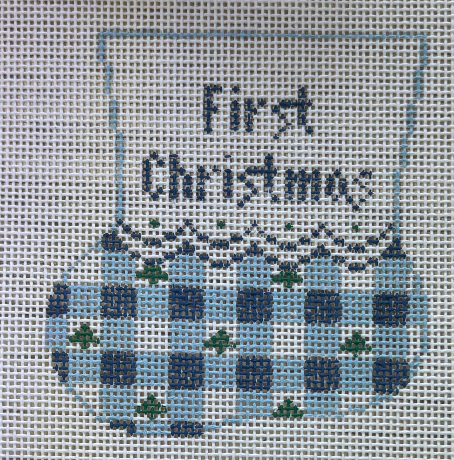 CM207 Gingham First Christmas Mini Stocking With Baby Boy Insert