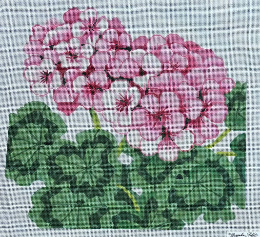B-461 Pink Geraniums on White - 13 Mesh