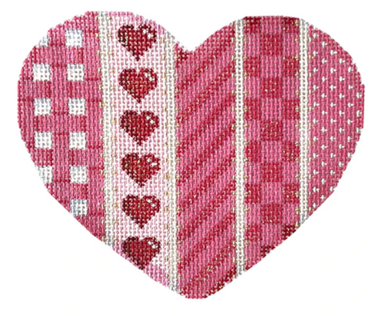 HE1006 Woven, Hearts, Diagonal, and Checks Large Heart