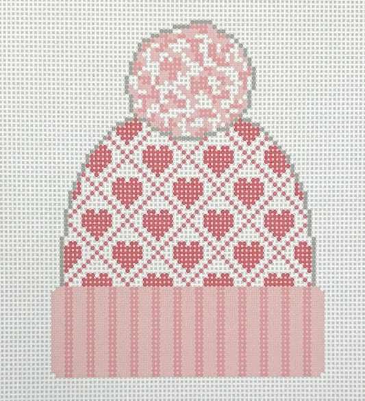 H-02 Pink Hearts Beanie