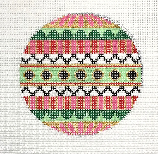 X-09 Black Circles on Green Stripe - 18 mesh