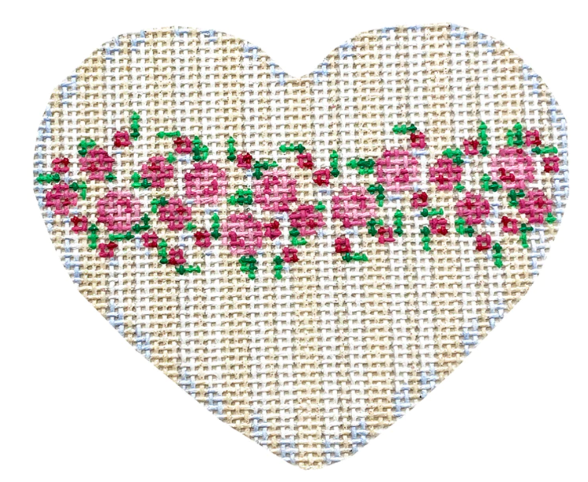 HE864 Rosebud And Stripes Heart