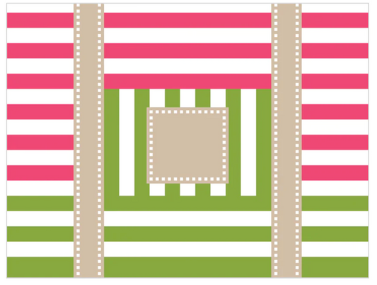 PTR101B Multi Stripe Tote - Blossom Stem (Pink and Green)