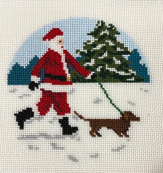 AOK90 Santa Walking Dachshund