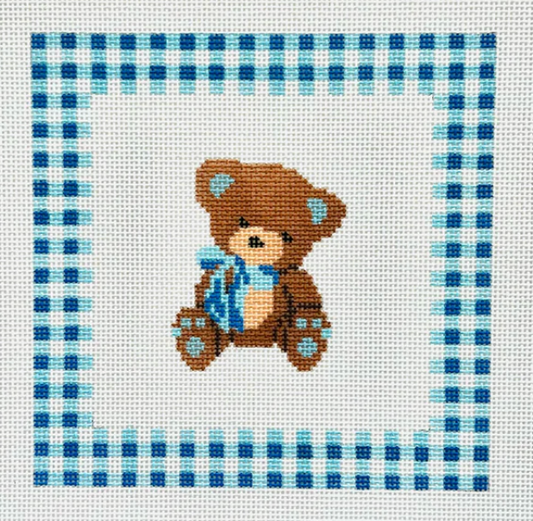 KCD4491B Teddy Bear with Blue Gingham Border