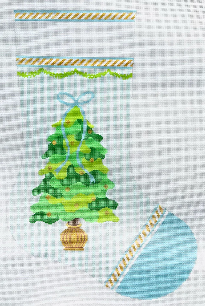 KCD7624B Tree on Blue Stocking