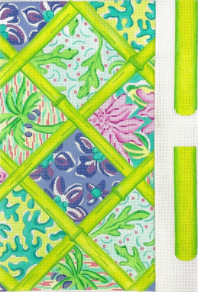 CLE-02 Lilly-Inspired Blue Patchwork Envelope Clutch