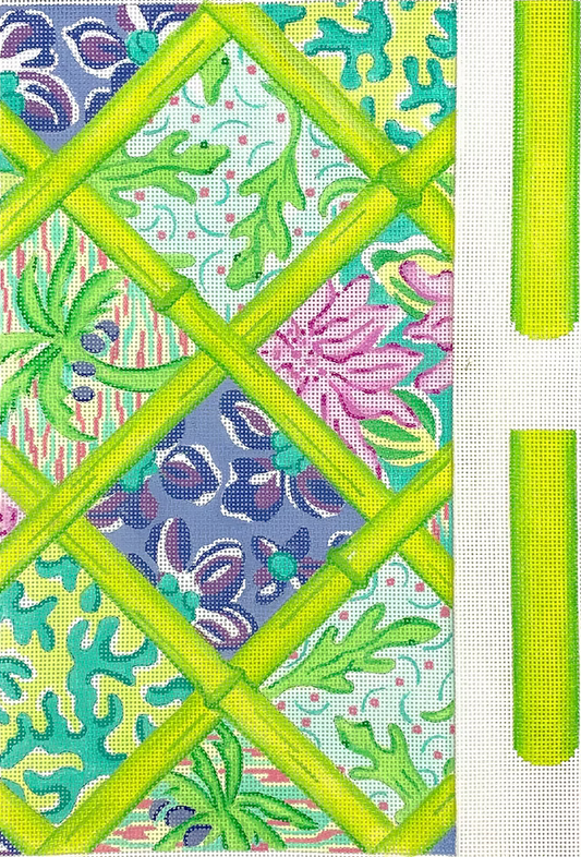 CLE-02 Lilly-Inspired Blue Patchwork Envelope Clutch