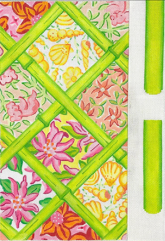 CLE-03 Lilly-Inspired Pink and Orange Patchwork Envelope Clutch