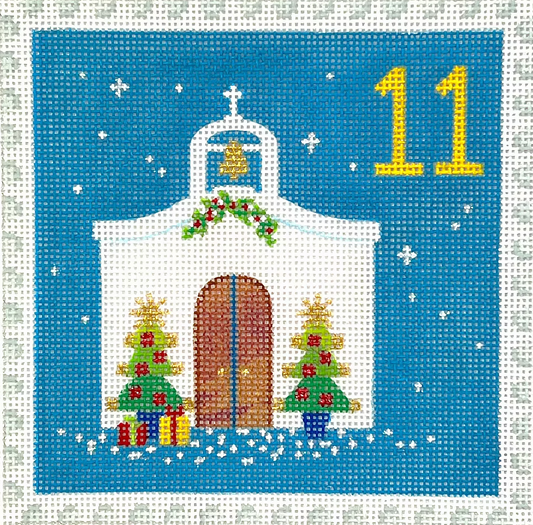 KH-PL-11 Advent Stamp - Greece - Chapel with Christmas Trees