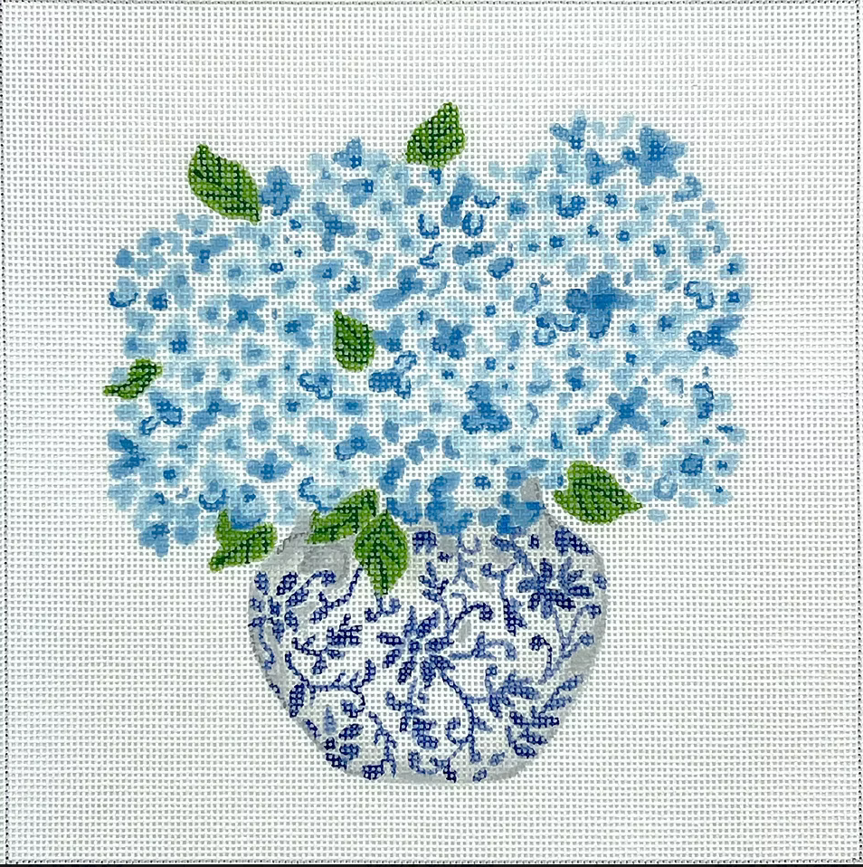 LB-PL-33 Blue Pot with Blue Hydrangeas