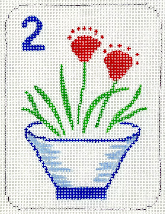 OM-375 Mini Mahjong Tile - Pot with Flowers