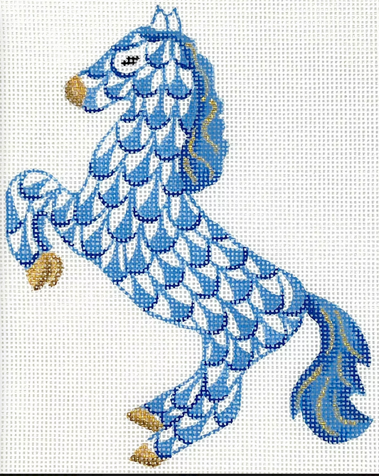 OM-420 Mini Fishnet Leaping Horse - Blue