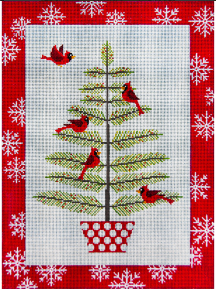 JP-X055 Cardinals in Pine Tree