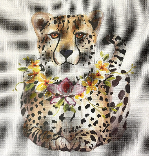 AN522 Cheetah with Floral Collar