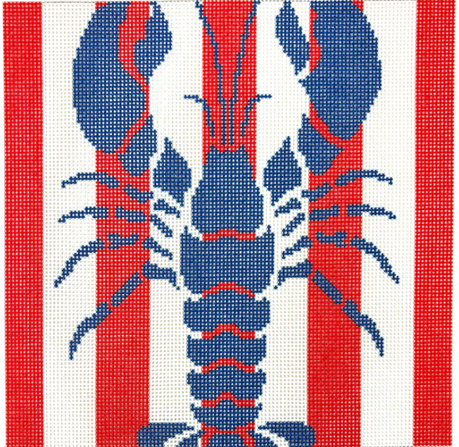 NTGts916 Lobster Stencil on Red Stripes
