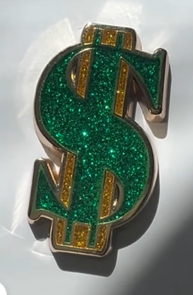 Green and Gold Glitter Dollar Sign