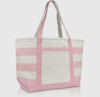 Pink Stripe Tote Bag