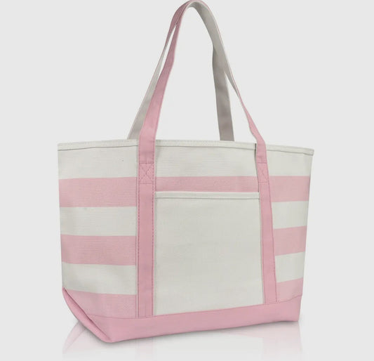 Pink Stripe Tote Bag