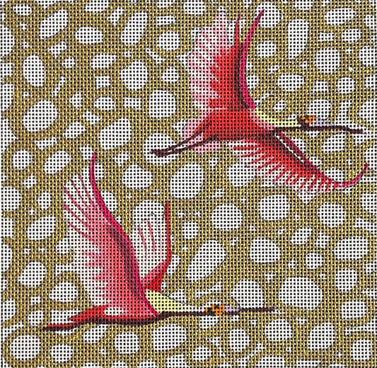 IN661 Spoonbills on Gold
