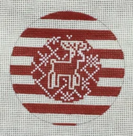 KCD1149R Reindeer Stripe Round - Red