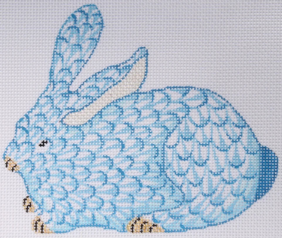 OM-147 Mini Fishnet Crouching Bunny - Blue