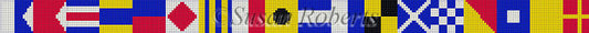 Susan Roberts needlepoint belt canvas of the NATO nautical alphabet flags