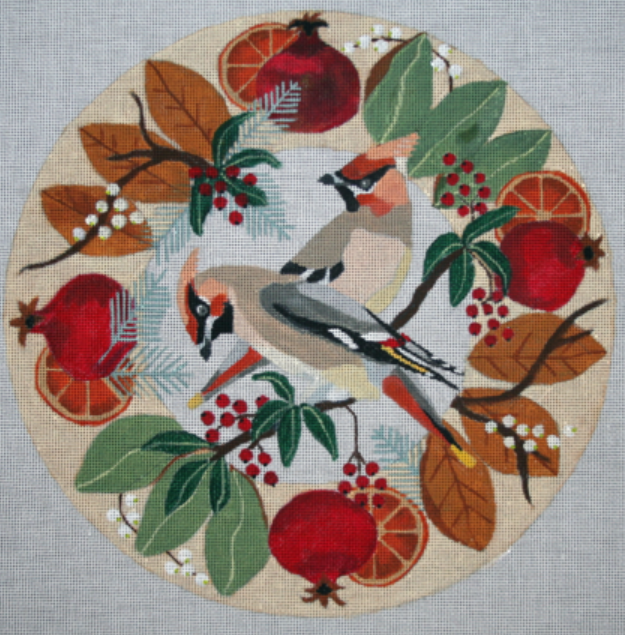 B383 Waxwings in Wreath