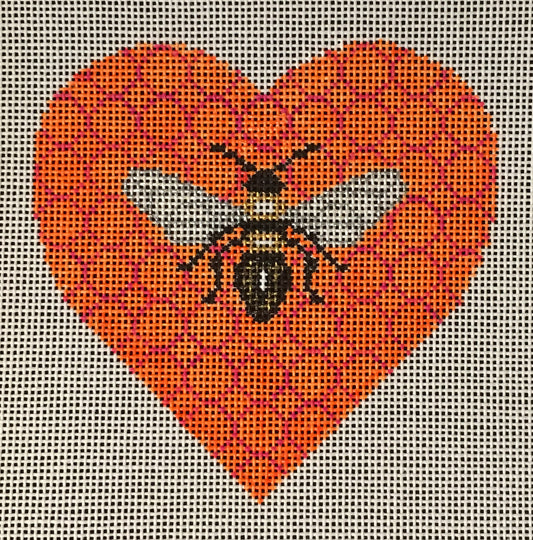 H-07 Bee on Orange Heart