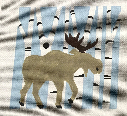 PW128 Moose in Birch Trees