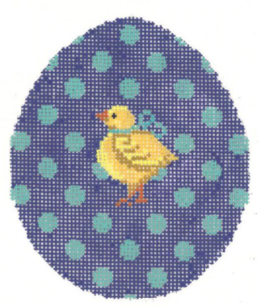 KEA47 Polka Dot Chick Egg - Aqua and Plum