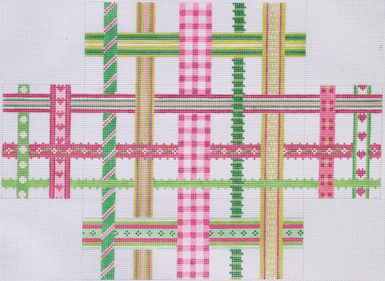 BR-02 Pink and Green Woven Ribbons Brick Cover